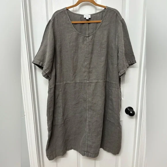Gray Linen Shift Dress | Pure Jill 4X - Picture 11 of 11